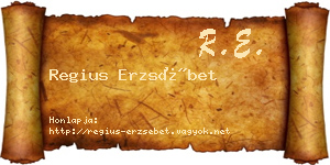 Regius Erzsébet névjegykártya